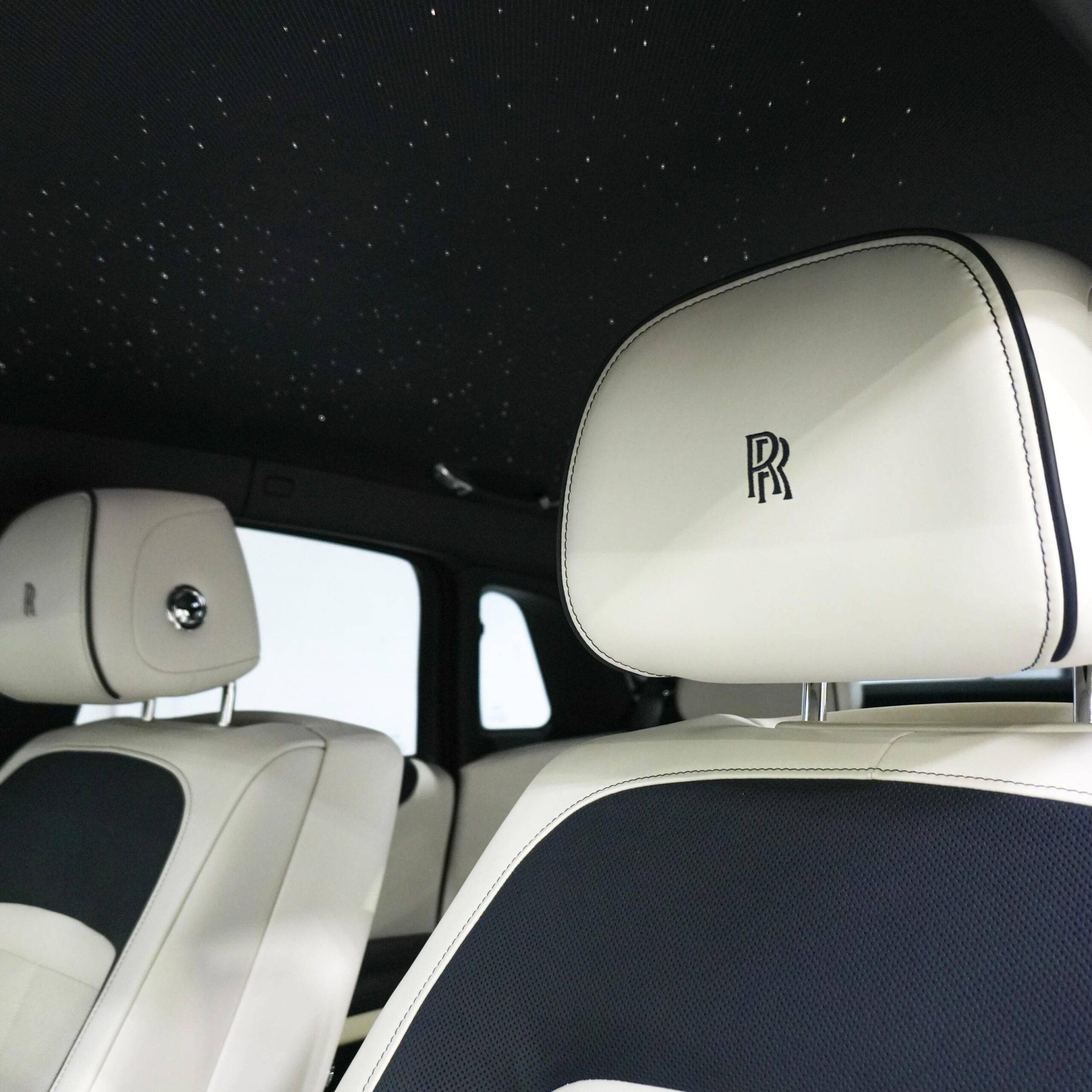 Rolls-Royce White Leather Headrest and Embroidery Preservation Automotive Ceramic Film IR Rejection